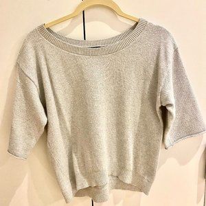 Sparkly Silver Holiday Sweater with 3/4 Sleeves